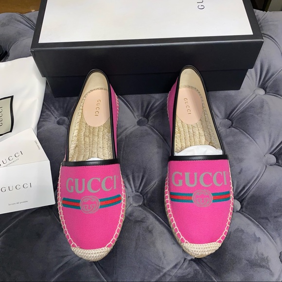 Gucci Shoes - New Size 37.5 Gucci Pink Canvas Espadrilles